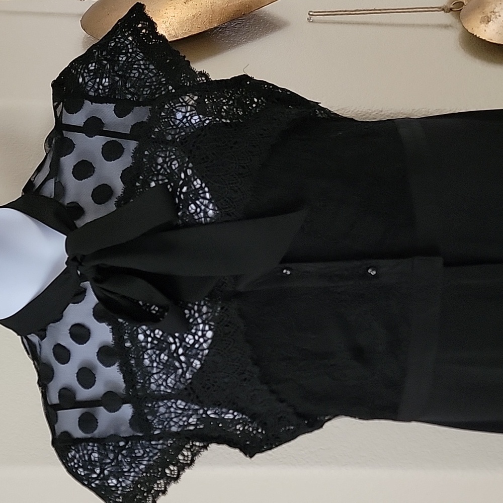 BETSEY JOHNSON Cap Sleeve Black Tie Jumpsuit Black size 14 - Picture 2 of 16